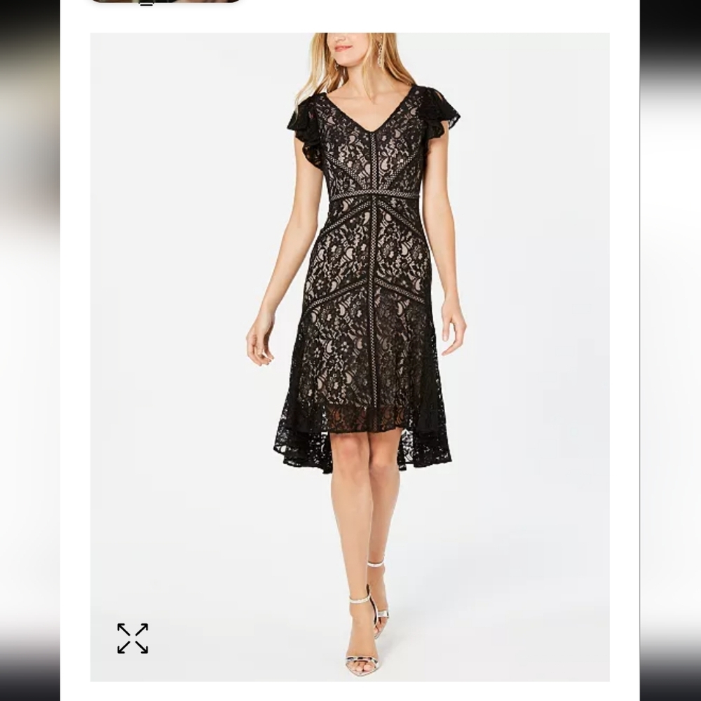 Black Fit and Flare High Low Cocktail Dress